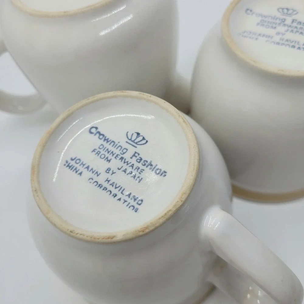 Johann Haviland Crowning Fashion China Creamer and 2 Mugs Set Tan Band Japan